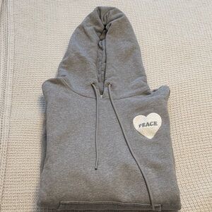 Sandro Gray Hoodie with Heart Peace Patch